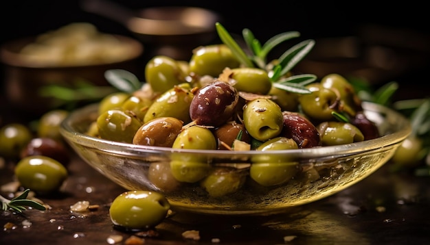 Foto frutas frescas de oliveira verde natureza orgânica alimentação saudável lanche mediterrâneo gerado por ia