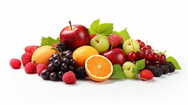 Frutas frescas em fundo branco
