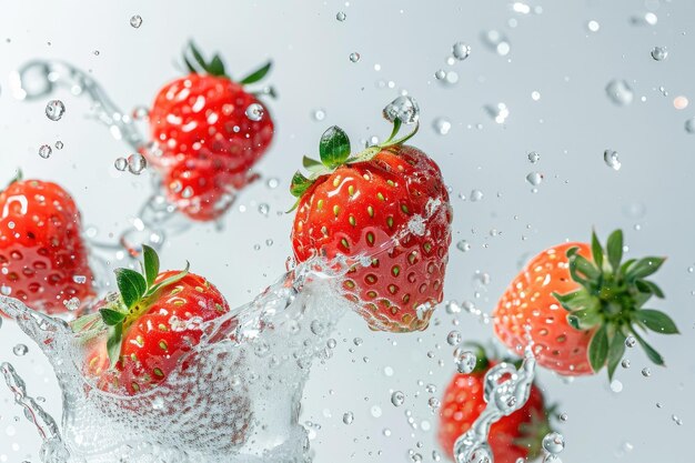 frutas frescas flotando en el agua