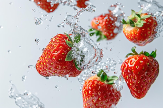 frutas frescas flotando en el agua