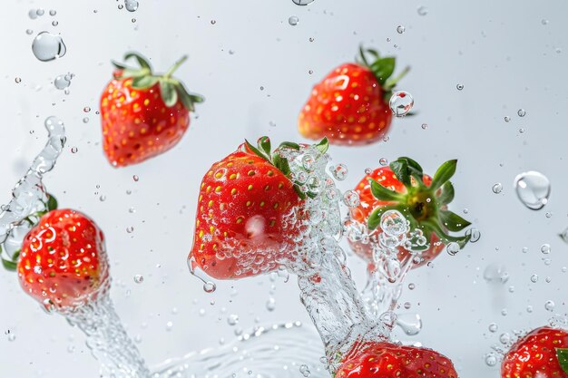 frutas frescas flotando en el agua