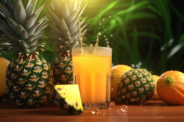 Frutas Frescas Con Jugo Ai generativo