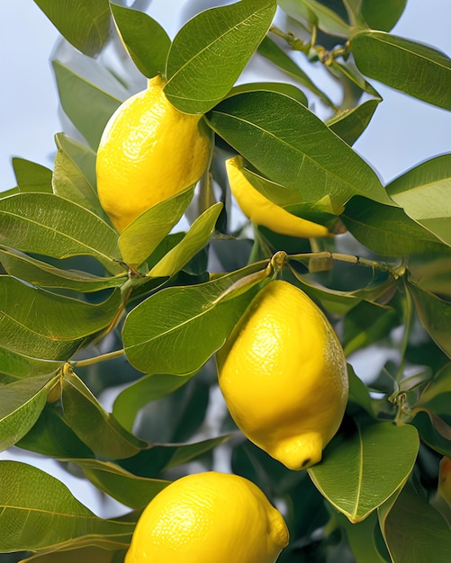 Foto frutas frescas de limón amarillo