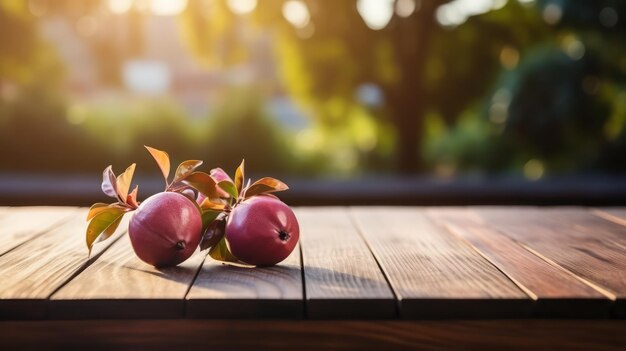 Frutas frescas de mangostán en la mesa de madera