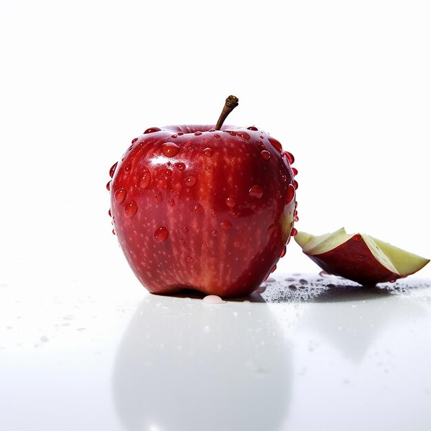 Foto frutas frescas de manzana en un fondo de llanura blanca