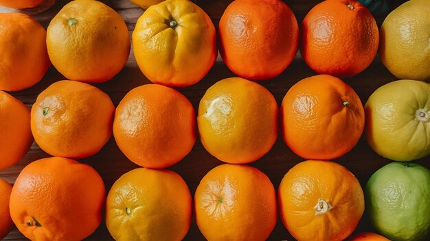 Frutas frescas de naranja en la mesa