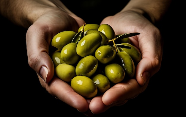 Foto frutas frescas de oliva oliva madura en la mano