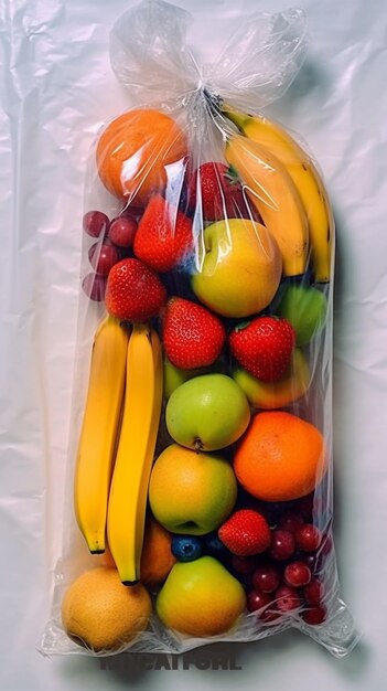 Foto frutas frescas y valiosas de alto valor en una bolsa de plástico transparente por cheryl burns