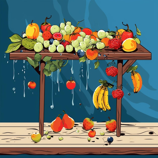 Frutas frescas en un vector de mesa