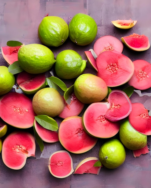 Frutas de guayaba verde