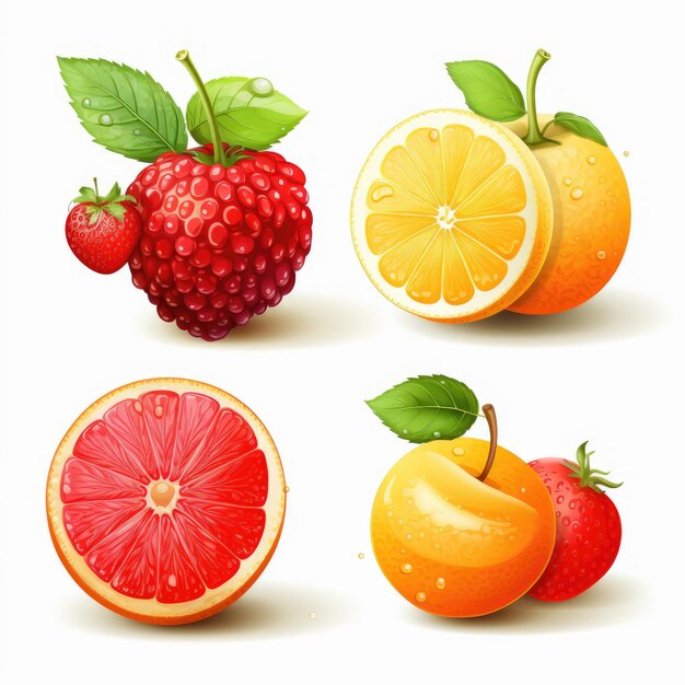 frutas isoladas en fondo blanco
