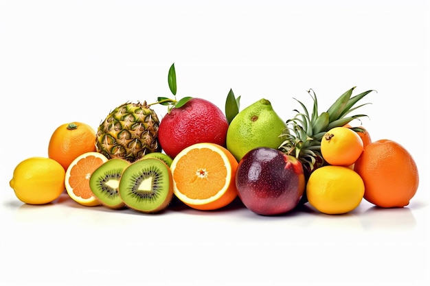 Frutas jugosas maduras aisladas en blanco