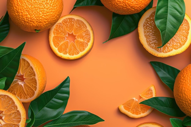 Frutas laranja com folhas de laranja Caminho de corte