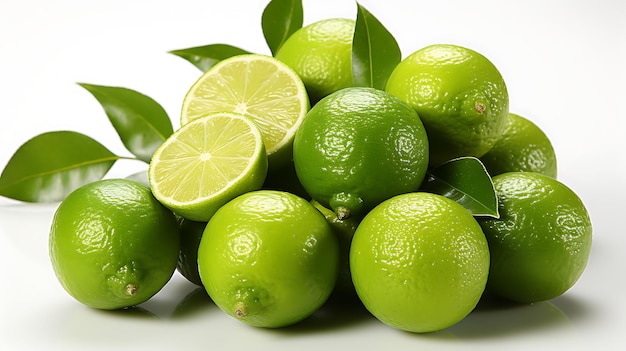 Frutas de limón frescas sobre un fondo blanco