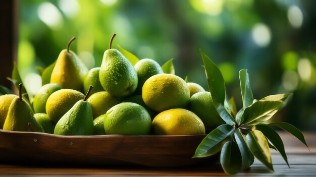 frutas de mango en una mesa