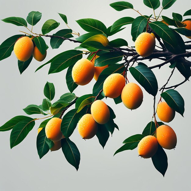 Frutas de mango realistas aisladas sobre un fondo blanco