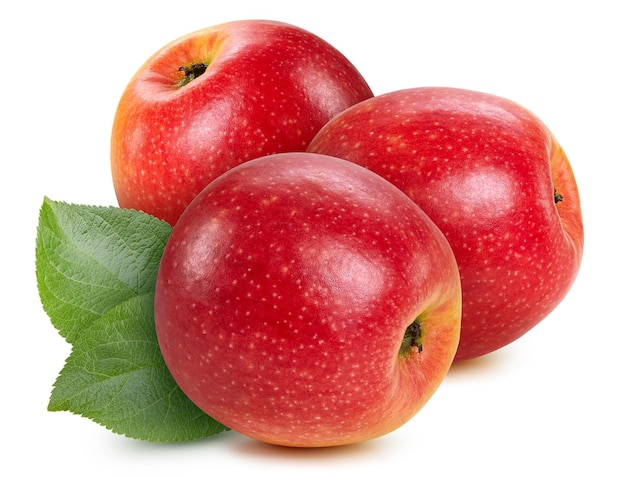 Frutas de manzana roja aisladas sobre fondo blanco Manzana aislada con trazado de recorte Retoque de gama alta