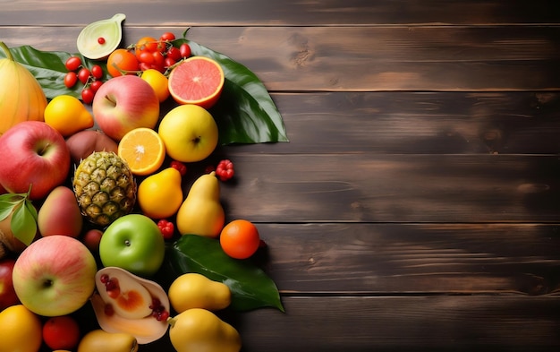 Frutas en una mesa de madera