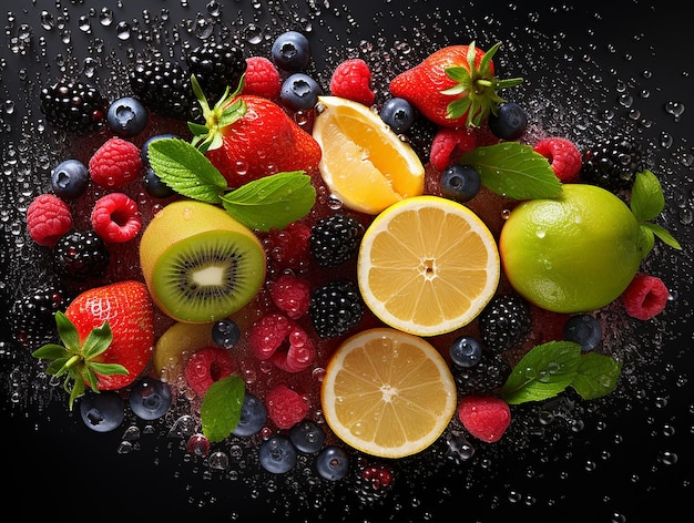 Foto frutas mezcladas frutas variadas sobre un fondo blanco