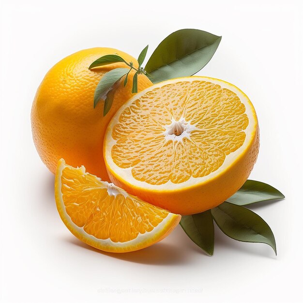 Frutas naranjas sobre un fondo blanco IA generativa