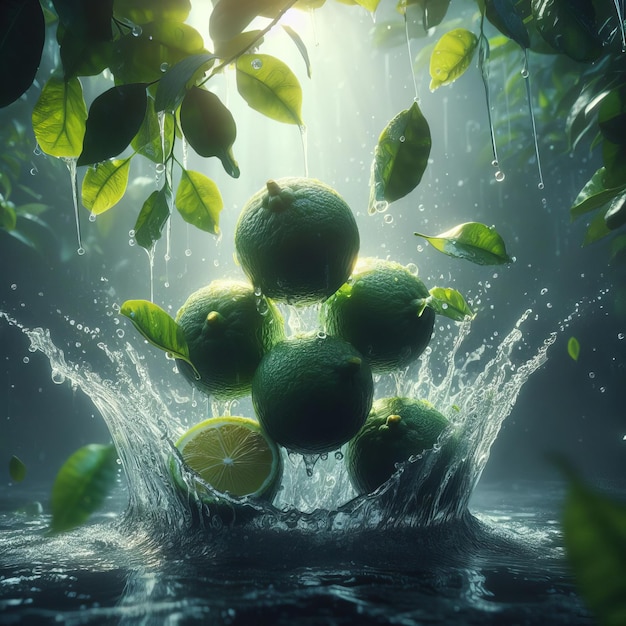 Frutas naturais postagem de mídia social Design de fundo da naturezaGenerative Ai.