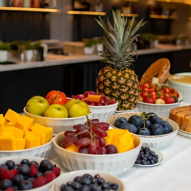 Foto frutas no buffet fotografia de alimentos