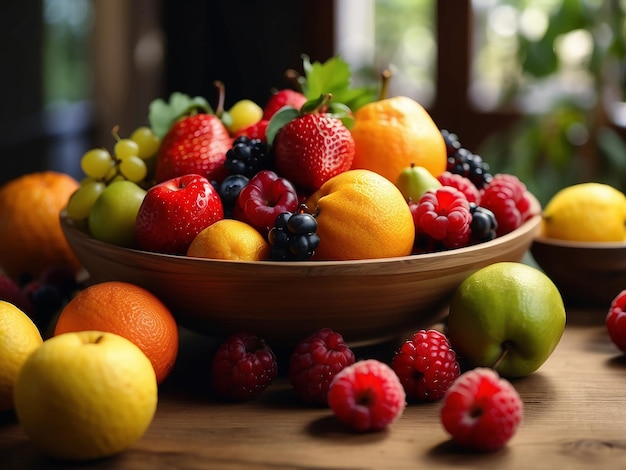Foto frutas no recipiente
