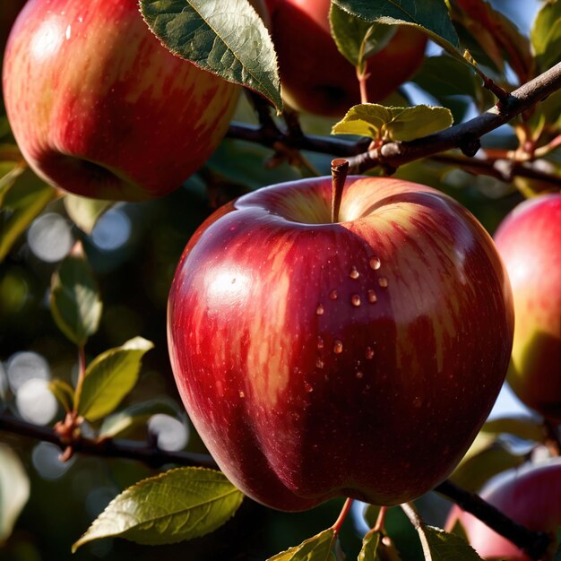 Foto frutas orgânicas frescas e cruas de maçã