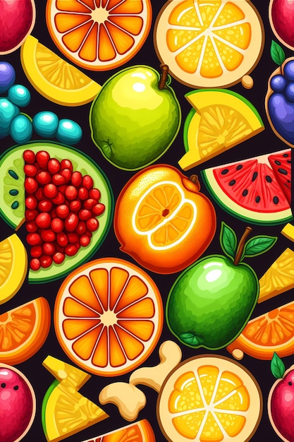 frutas patrón colorido ilustración fondo