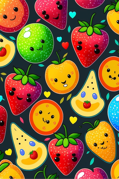 Foto frutas patrón colorido ilustración fondo