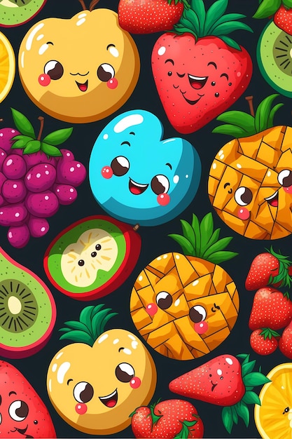 Foto frutas patrón colorido ilustración fondo