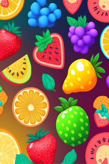 frutas patrón colorido ilustración fondo