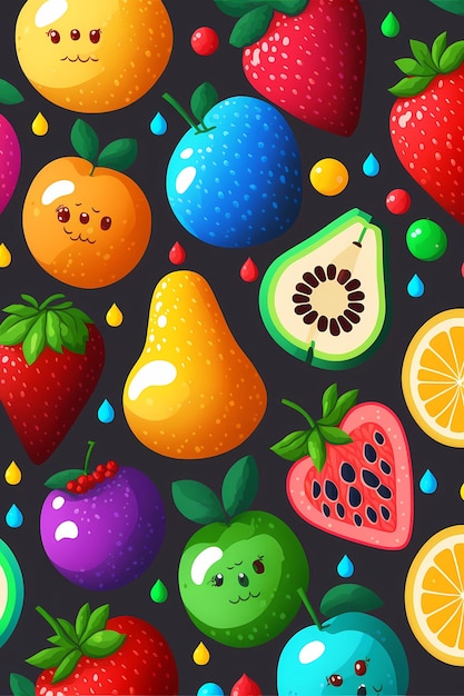 Foto frutas patrón colorido ilustración fondo