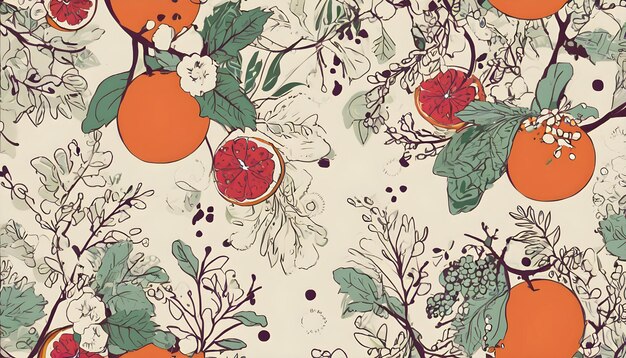 Foto frutas y ramas ilustraciones elegantes vintage