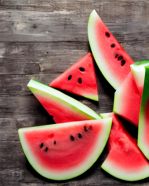 Frutas de sandía en rodajas