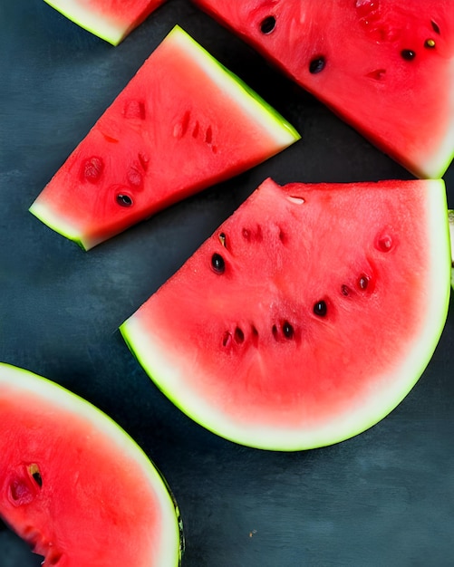 Frutas de sandía en rodajas