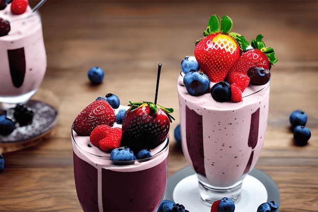 Frutas saudáveis Suco com fatias de frutas Limpo comer uma dieta saudável IA geradora