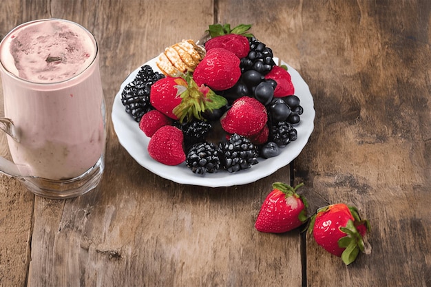 Frutas saudáveis Suco com fatias de frutas Limpo comer uma dieta saudável IA geradora