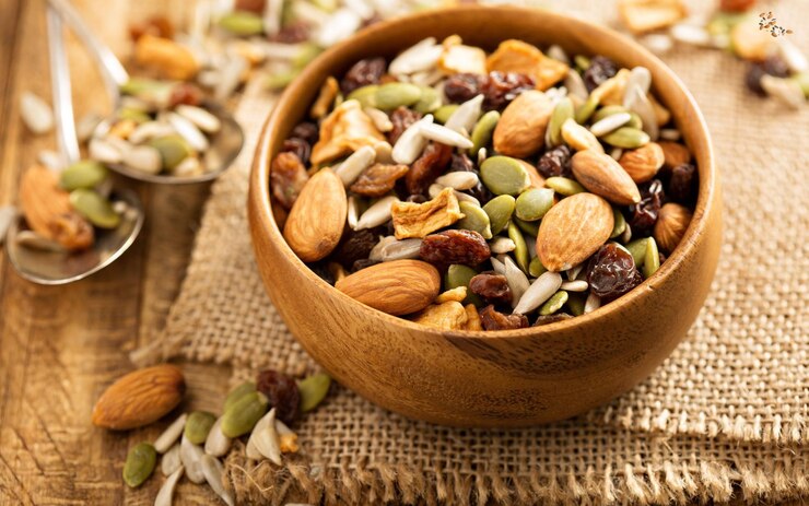 Frutas secas frescas almendras nutritivas anacardos nueces pasas y bocadillos orgánicos