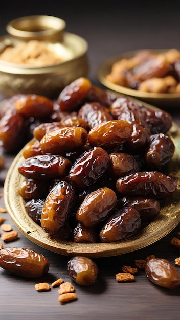 Frutas secas de palma de dátiles o kurma ramadan comida de ramadan