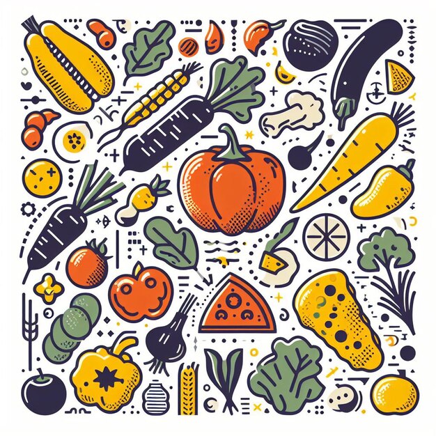 Frutas sem costura sem fim amp veggies padrão decoração arte vetorial ilustração avatar ícone papel de parede pic