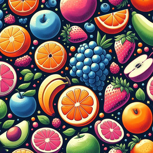 Frutas sem costura sem fim amp veggies padrão decoração arte vetorial ilustração avatar ícone papel de parede pic