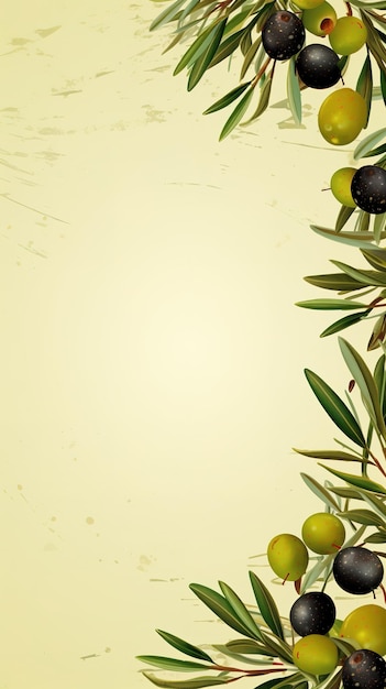 Foto frutas de semilla de oliva marco de hoja copia espacio generativo ai