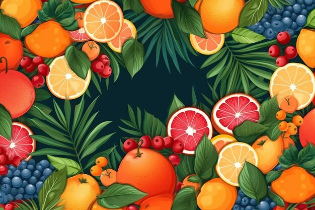 Frutas tropicais coloridas de verão Alimentos naturais Generative AI