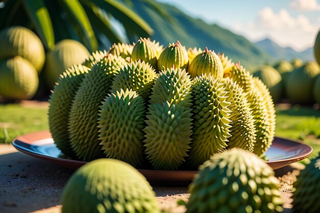Frutas tropicais durian delicioso frutas importadas estrangeiras caro durian papel de parede fundo
