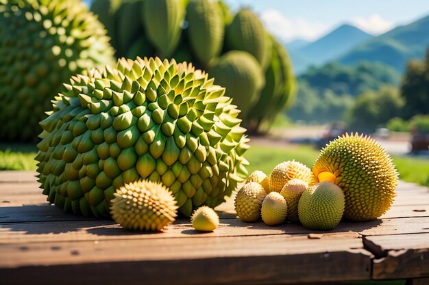 Frutas tropicais durian delicioso frutas importadas estrangeiras caro durian papel de parede fundo