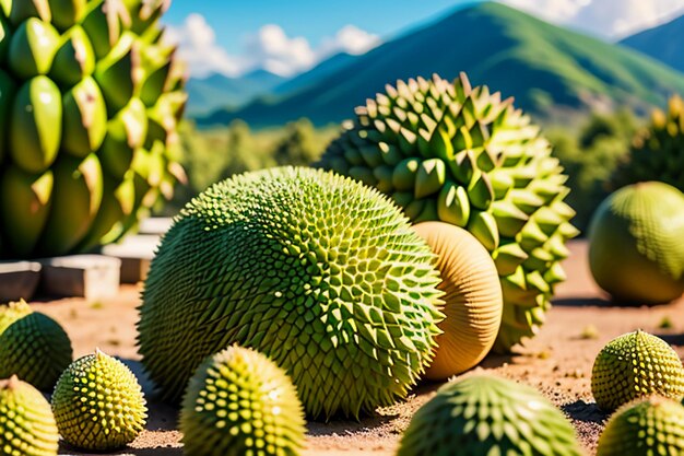 Frutas tropicais durian delicioso frutas importadas estrangeiras caro durian papel de parede fundo