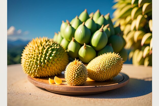 Frutas tropicais durian delicioso frutas importadas estrangeiras caro durian papel de parede fundo