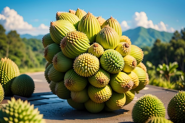 Frutas tropicais durian delicioso frutas importadas estrangeiras caro durian papel de parede fundo