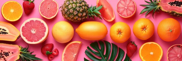 Frutas tropicais frescas colocam uma imagem de banner diferente para o fundo do site